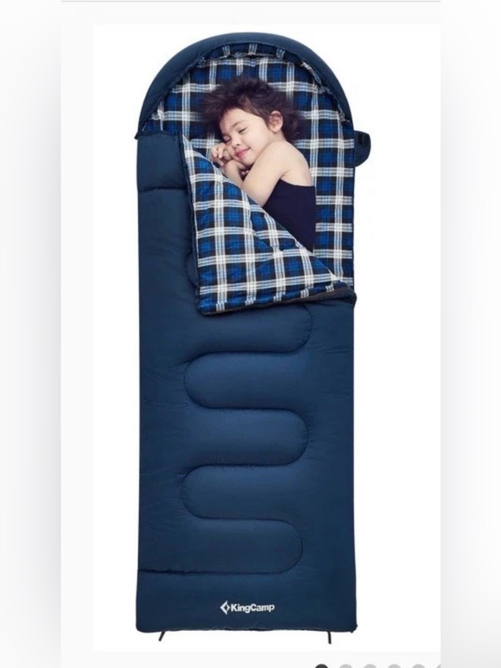 KingCamp Cloud 300S Kids Sleeping Bag- Envelope With Hoodie. Navy Blue. NEW